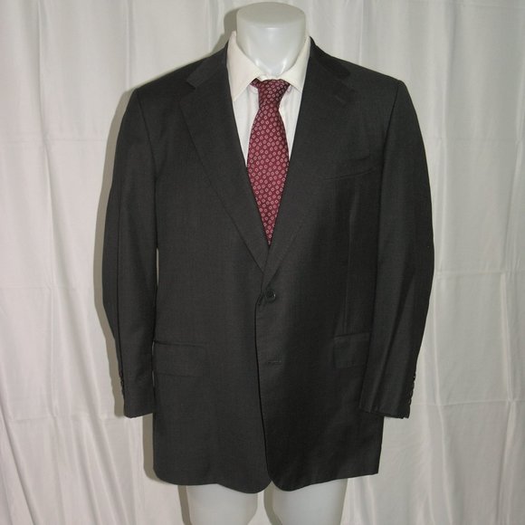 Martin Greenfield Bespoke Solid Charcoal Gray Two Button Sport Coat 44R - Picture 2 of 11